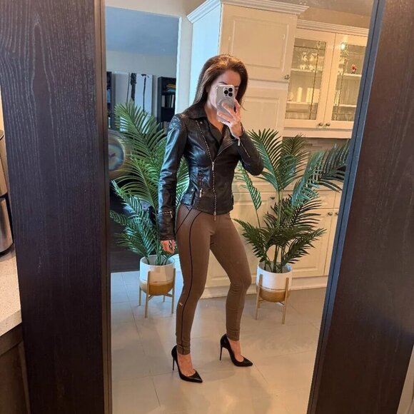 Black Leather Jacket with Diagonal Zipper, Blink (Danier), Size 2XS - Picture 2 of 8